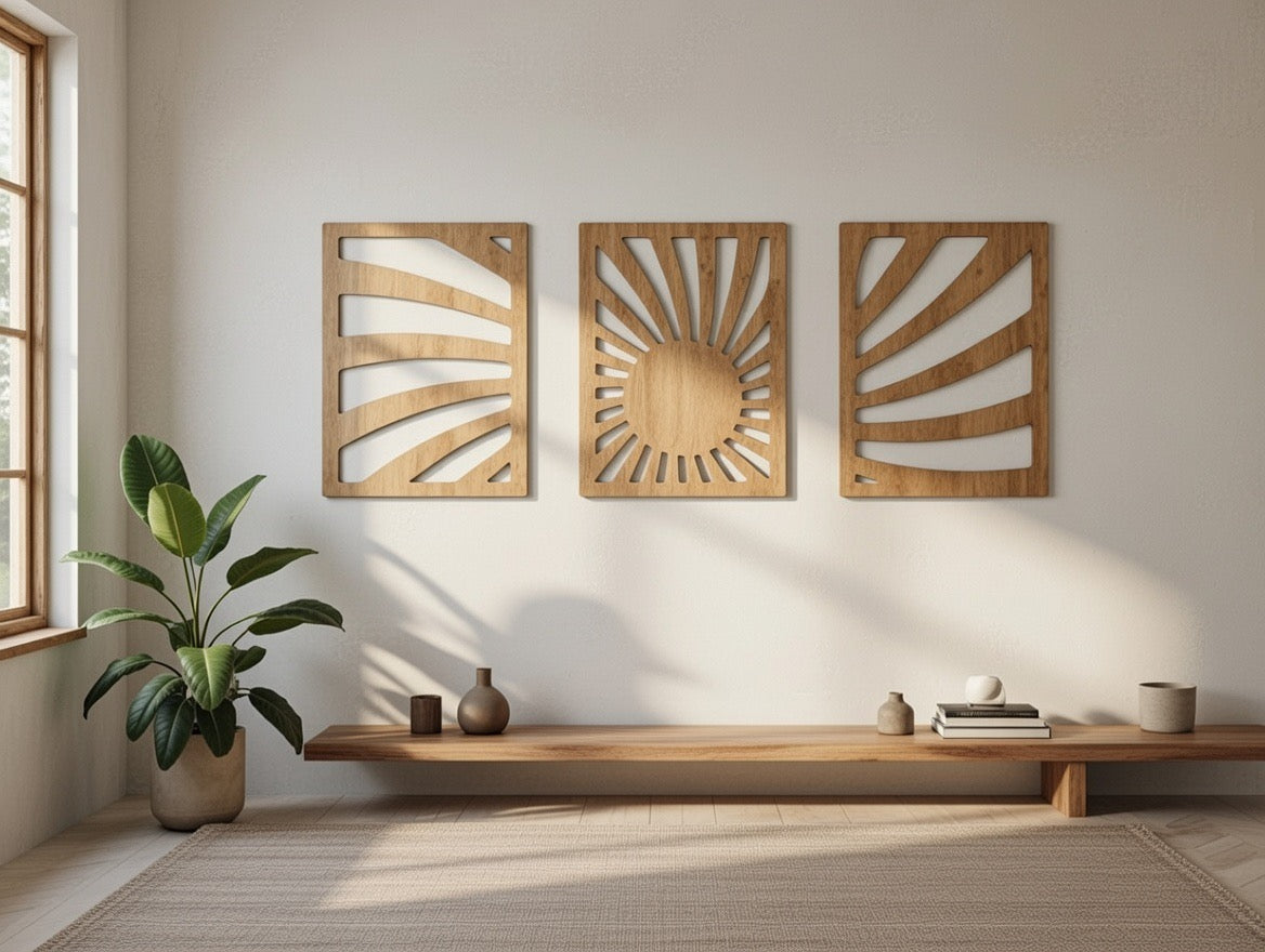 Sun Swirl Laser Cut Wood Art