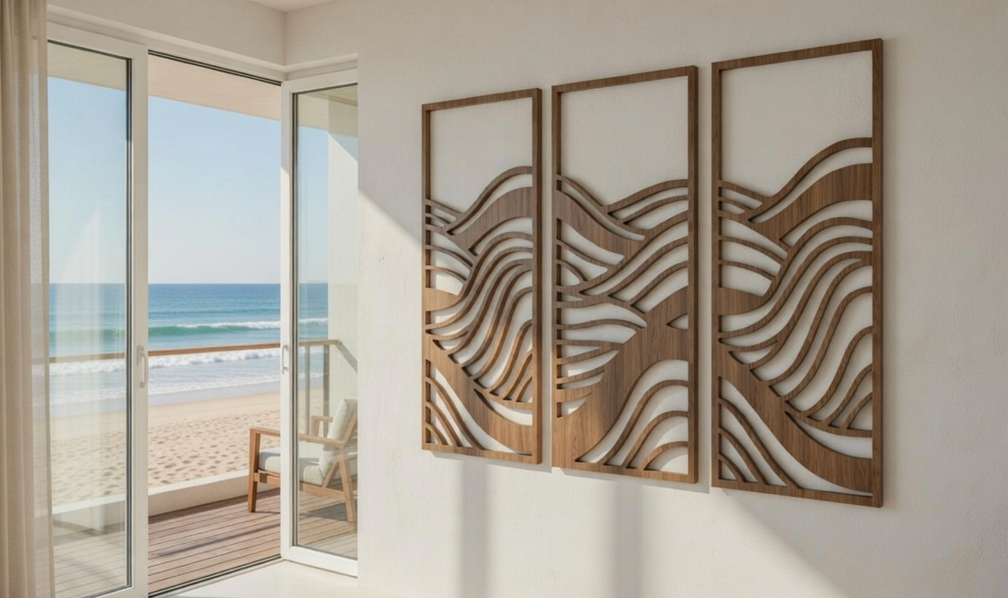 Ocean Waves - Laser Cut Wooden Wall Art