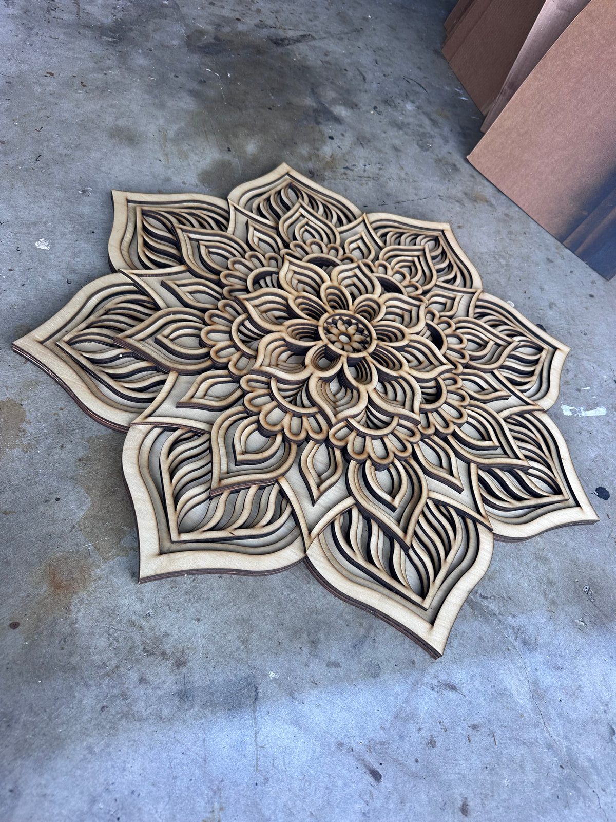 Lotus Mandala Layered Wood Art Piece