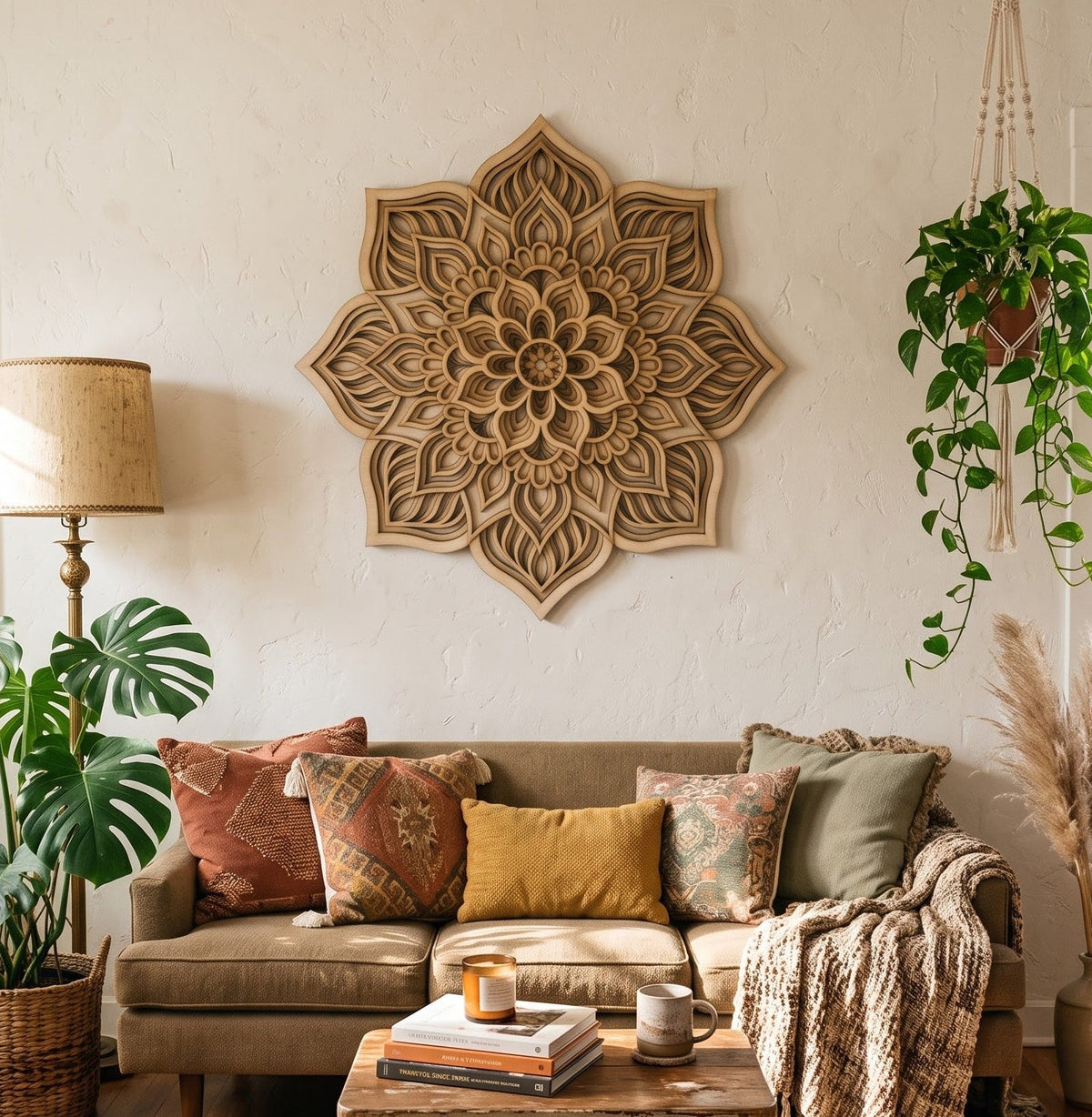 Lotus Mandala Layered Wood Art Piece
