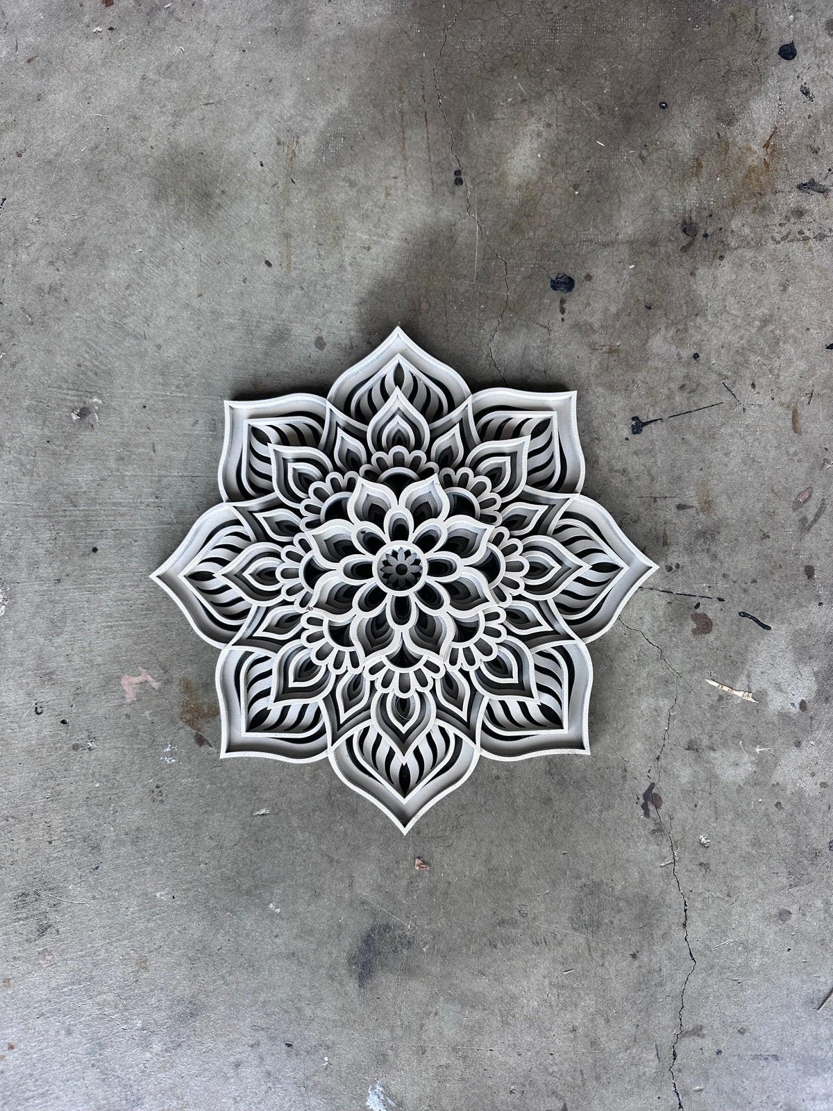 Lotus Mandala Layered Wood Art Piece
