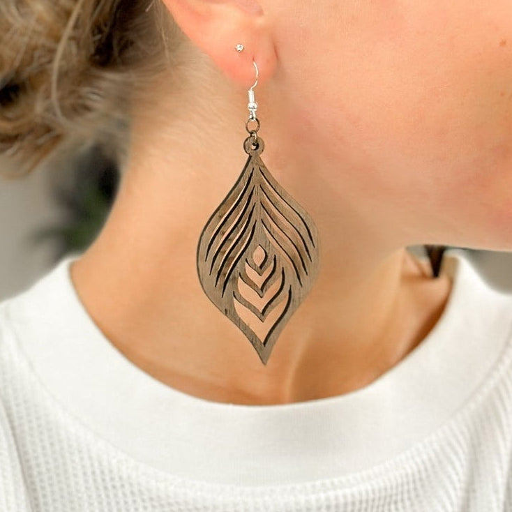 Laser Cut Wood Earrings