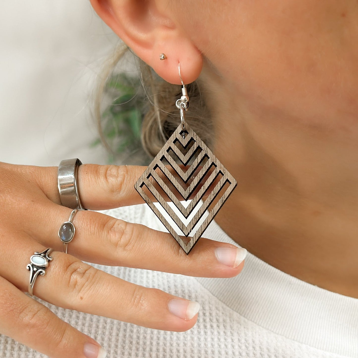 Laser Cut Wood Earrings