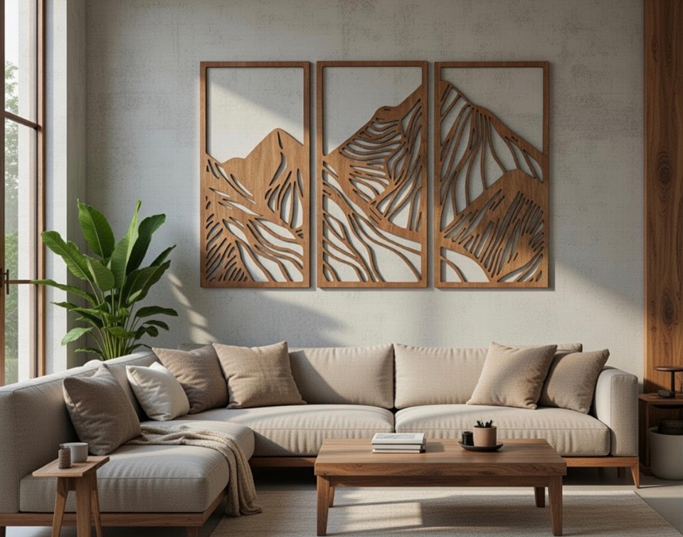 Mountains - Laser Cut Wood Wall Art
