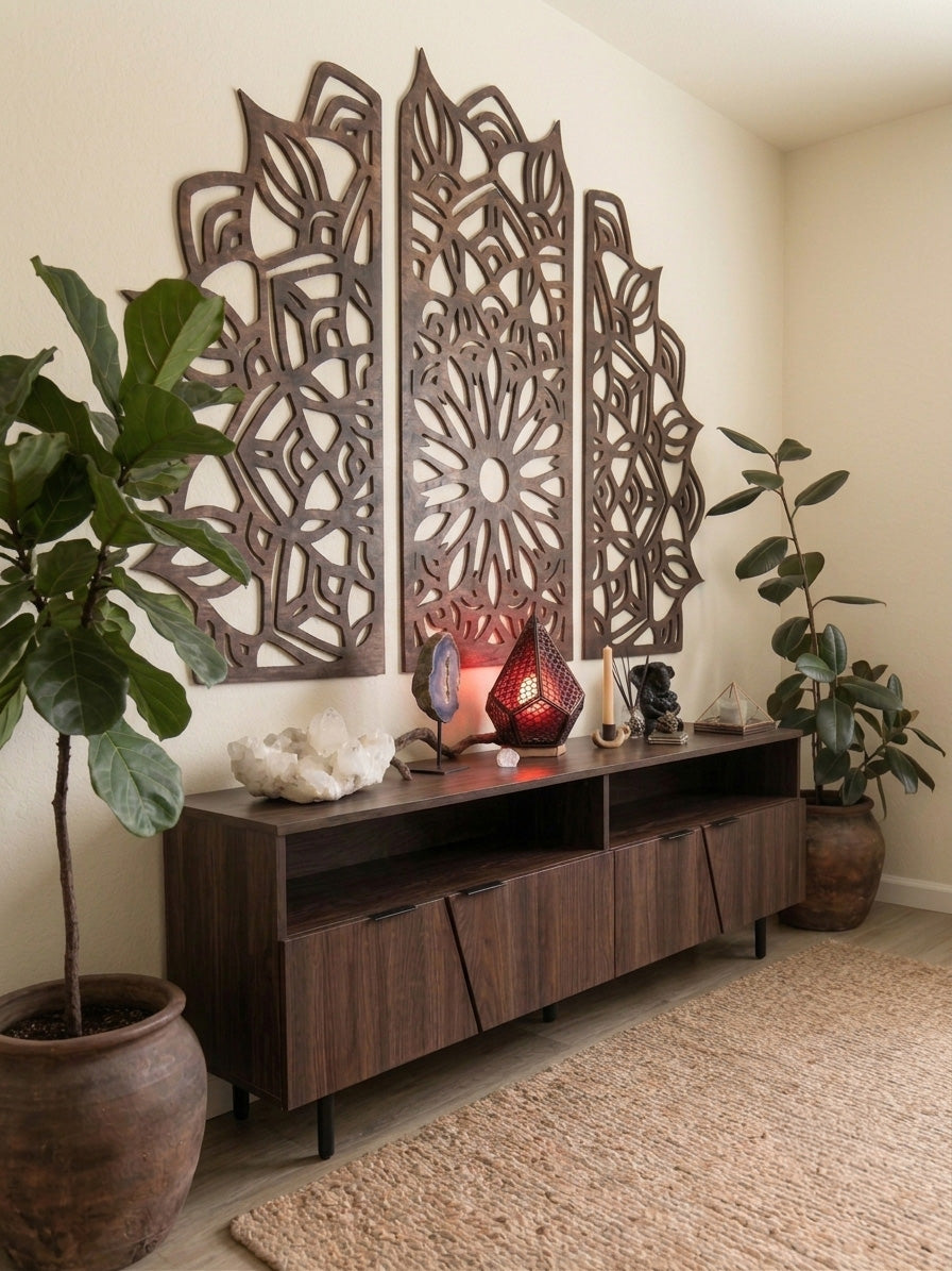 Grand Lotus Laser Cut Wood Art