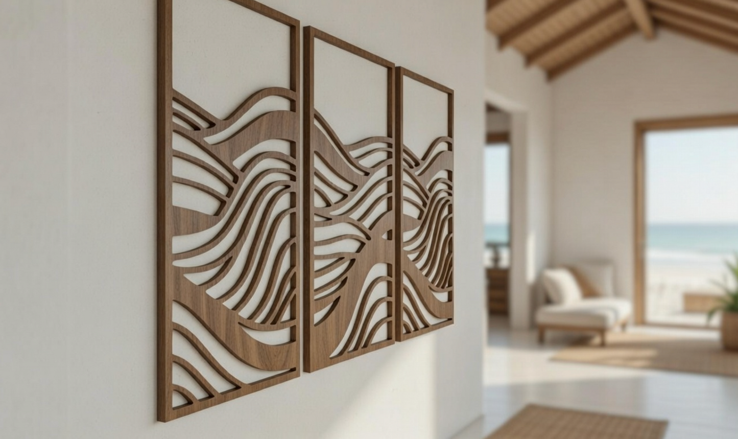 Ocean Waves - Laser Cut Wooden Wall Art